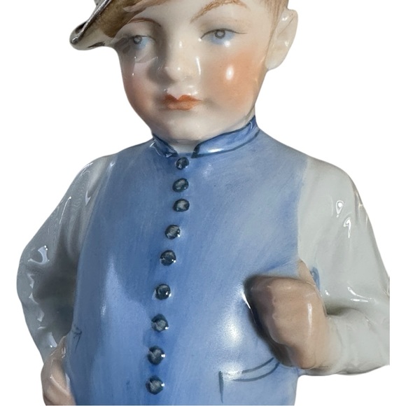 Herend Hungary - Boy in Boots Hand Painted Porcelain Figurine - Stamped - Picture 2 of 11